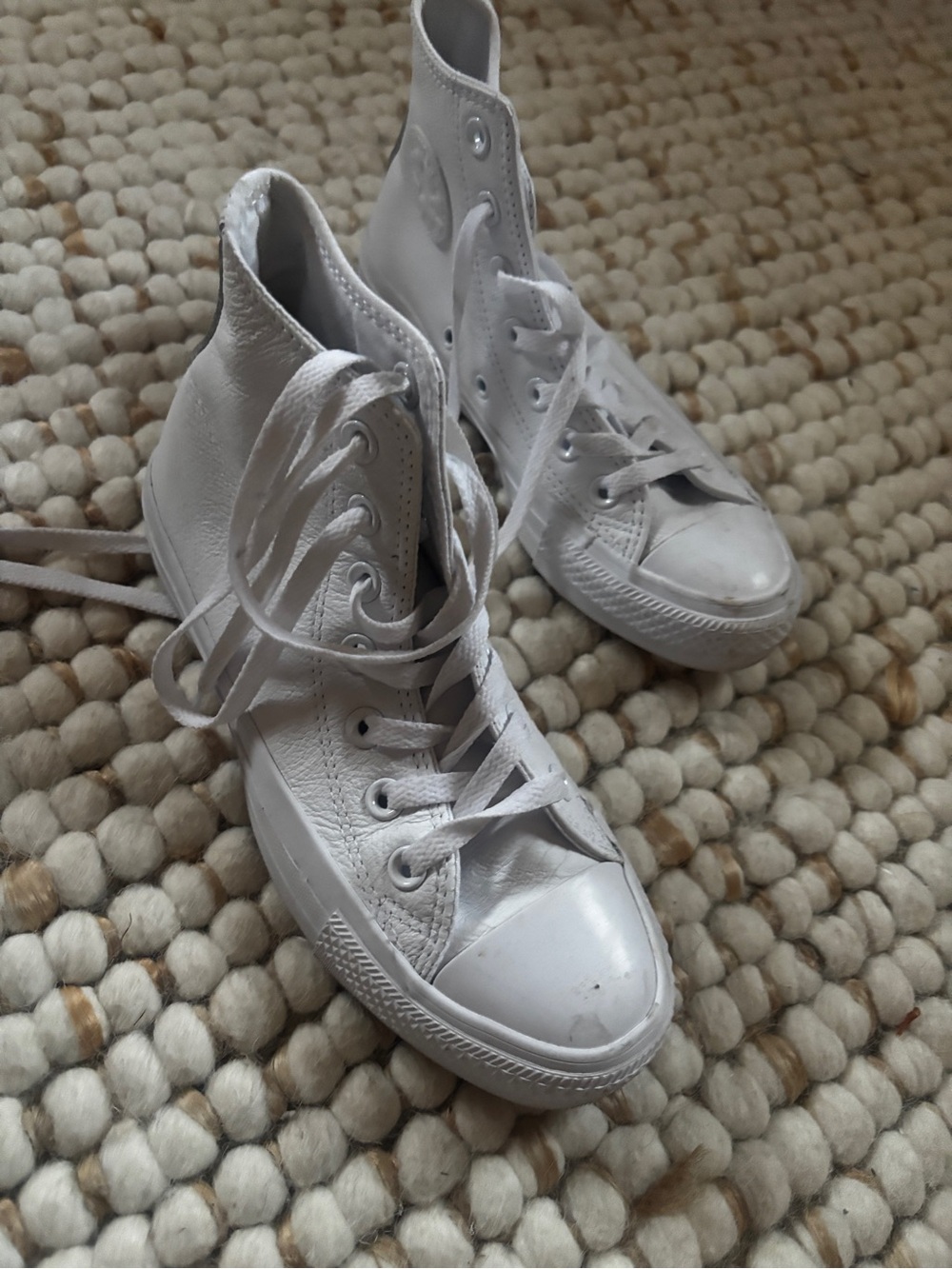 Converse Women's White High-Top Canvas Sneakers leather